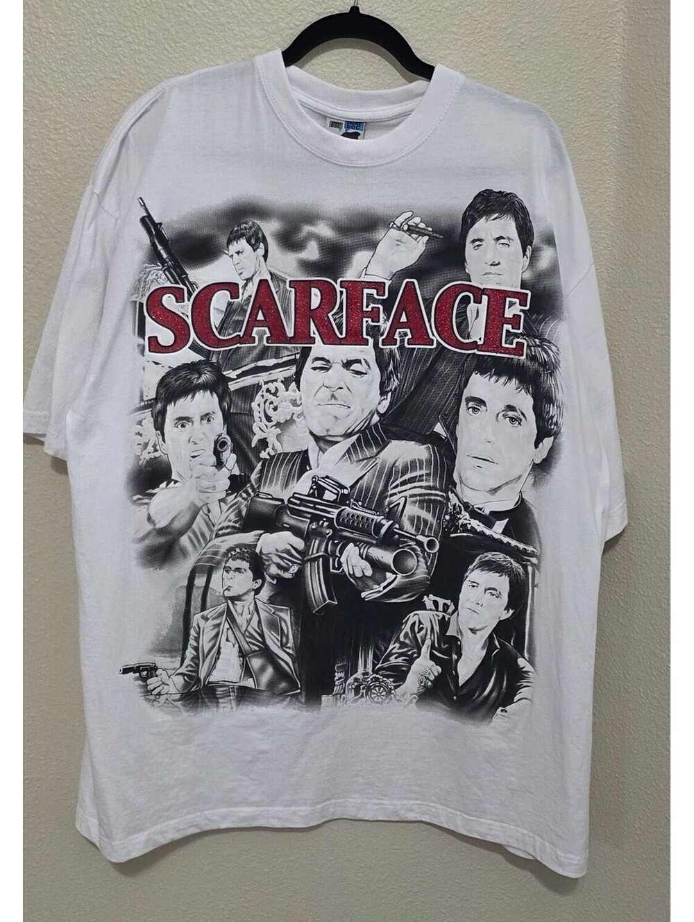 Vintage 90s Y2K Scarface Phat Doc Men's 3XL Glitter Tony Montana T Shirt